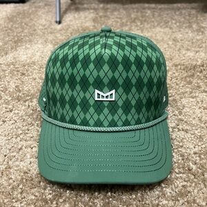 MELIN ODYSSEY LINKS HYDRO SNAPBACK GOLF HAT NWT GREEN ARGYLE CAP Size Small
